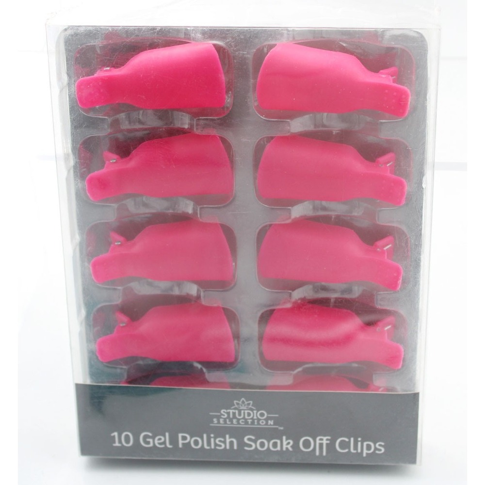 Studio Selection 10 Gel Polish Soak Off Clips Pink Nail Remover Tool Set New